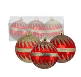 Bola Decorada Vermelha 8cm – Kit com 3 Unidades