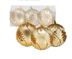 Bola Decorada Dourada 8 cm - 3 unidades