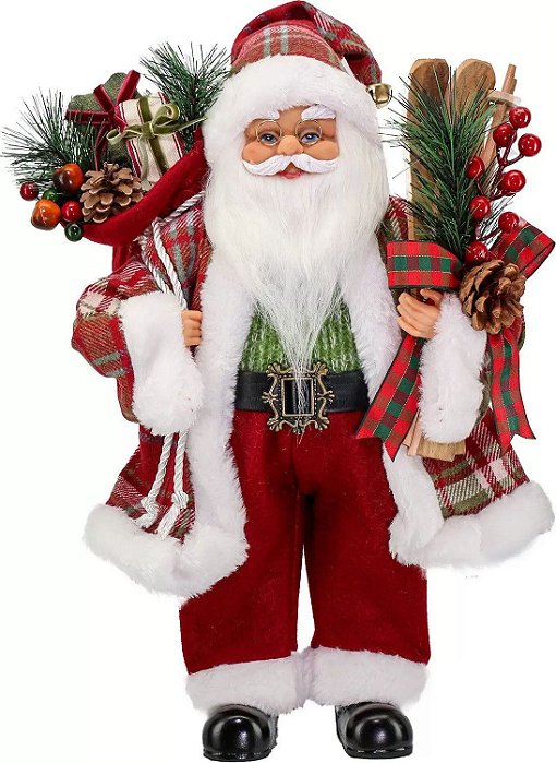 Papai Noel Saco e Ski 41 cm