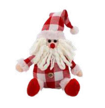 Papai Noel Sentado Xadrez Vermelho / Branco 20cm