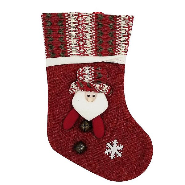 Bota Natalina Decorativa 35cm em Tecido