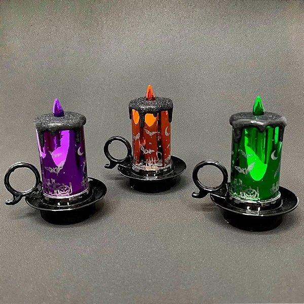 Vela Castiçal Led do Terror Decoração Halloween 8cm - 1 Unidade