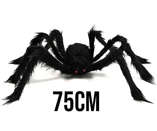 Aranha Peluda Realista 75cm Preta Decoração Halloween