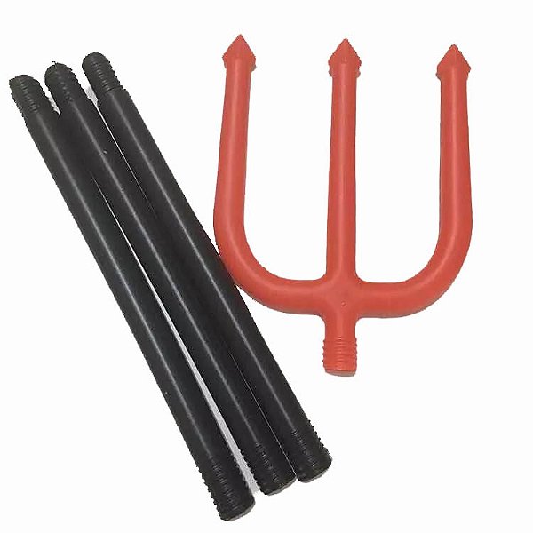 Tridente Desmontável para Fantasia – 107cm – Cabo Preto com Garfo Vermelho