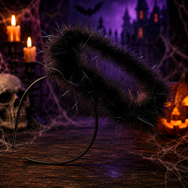 Tiara com Auréola de Anjo Negro Halloween - 20x15cm