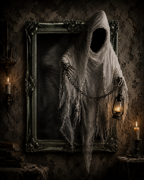 Painel Fantasma Quadro Halloween 70x50cm