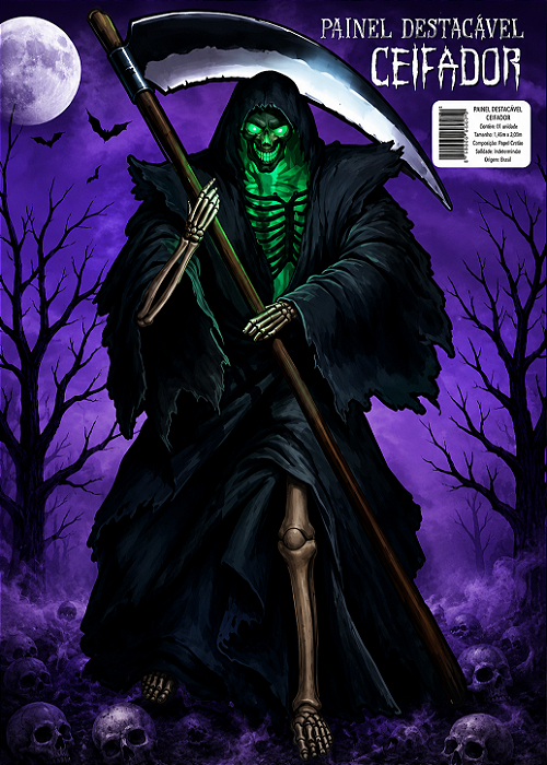 Painel Gigante Destacável Cartonado Ceifador Halloween 70x50cm