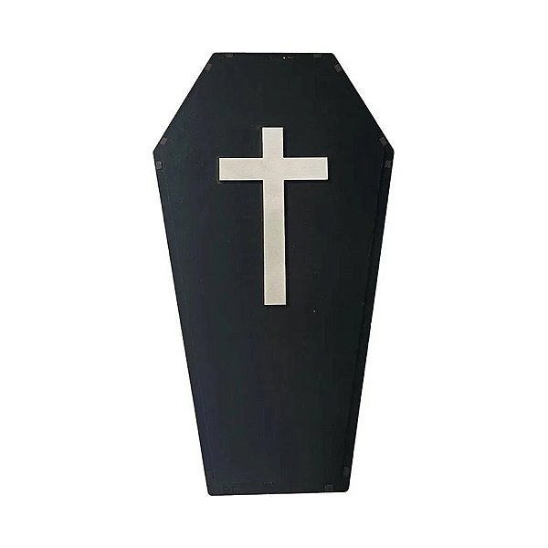 Enfeite de Mesa Caixão 3D MDF 26cm x 15cm Halloween - 1 Unidade