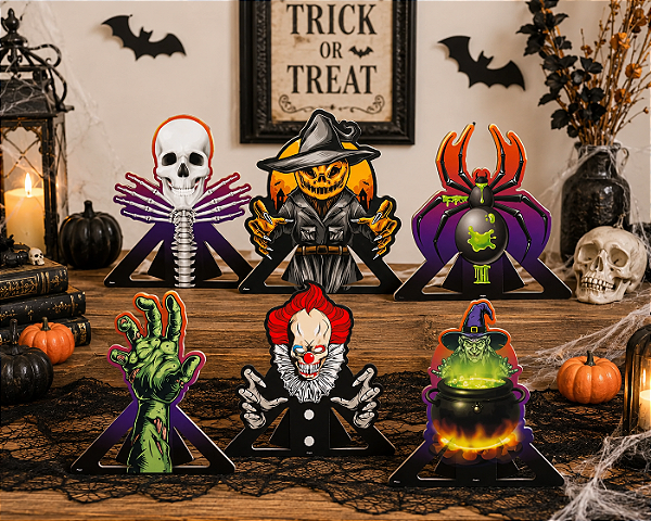 Decoração de Mesa Cartonado Halloween Terror 20x18cm - 6 Unidades
