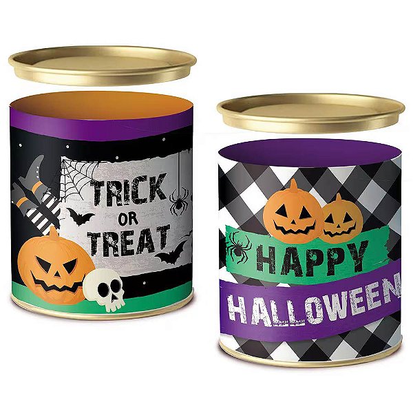 Lata para Lembrancinha Noite do Terror Halloween Sortido - 11cm x 9cm - 1 Unidade