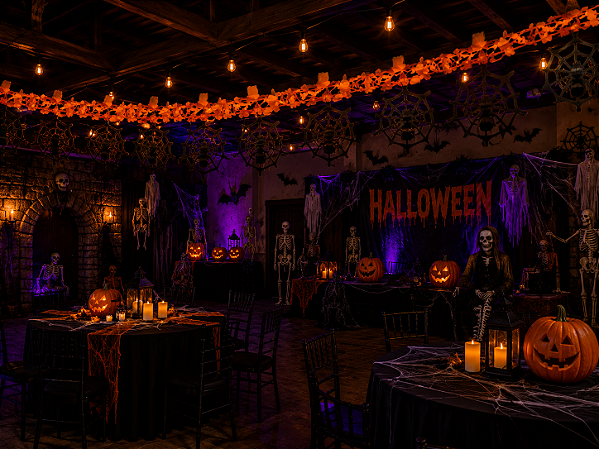 Varal Sanfona de Papel Aranha Halloween - 2,5 Metros de Comprimento