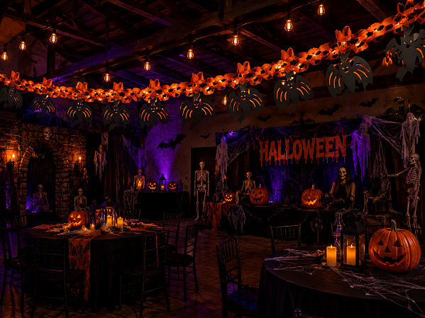Varal Sanfona de Papel Morcego Halloween - 2,5 Metros de Comprimento