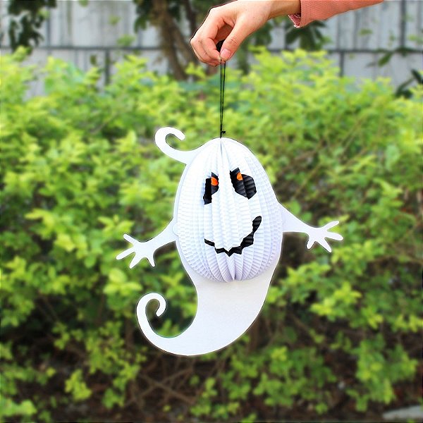 Enfeite Fantasma Papel Sanfona Halloween 30cm