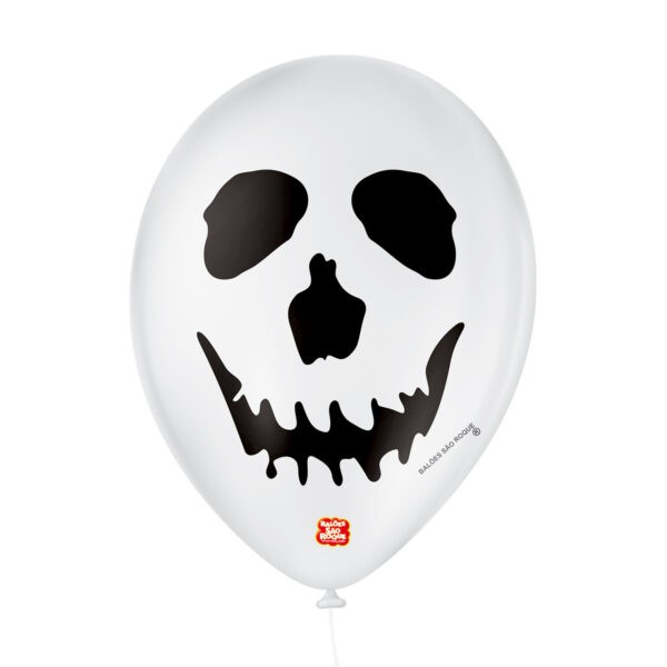 Balões Latex Caveira Branca Halloween - 9 Polegadas (23cm) - 25 Unidades