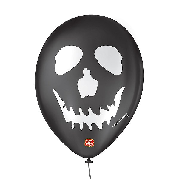 Balões Latex Caveira Preta Halloween - 9 Polegadas (23cm) - 25 Unidades