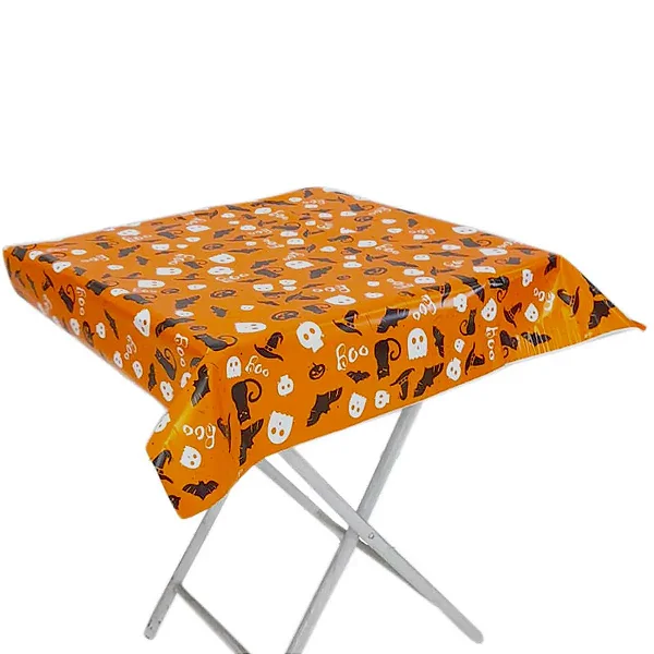 Toalha Perolada De Mesa Halloween Laranja - 78x78cm- 10 Unidades