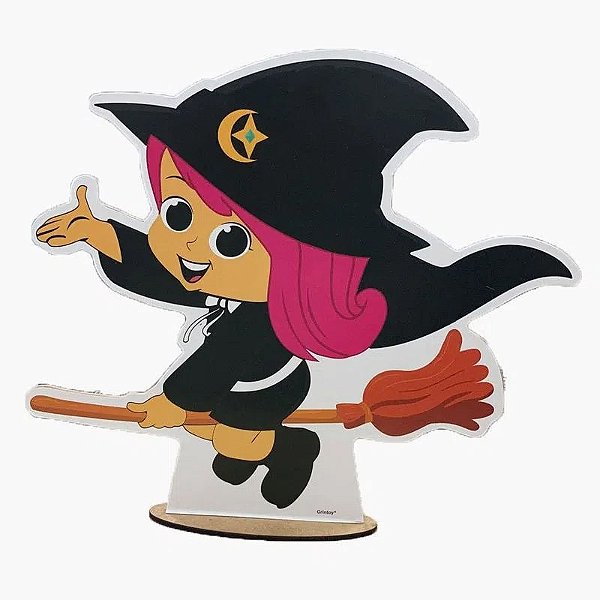 Display de Mesa Decorativo em MDF - Bruxinha Halloween - 25cm x 25 cm - 1 Unidade