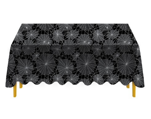 Toalha Plástica De Mesa Principal Halloween Teia de Aranha - 137 x 274cm