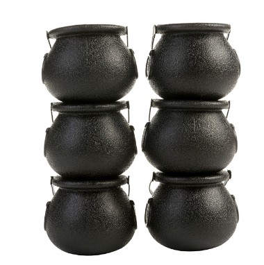 Kit Mini Balde Plástico Caldeirão de Halloween 8cm x 5 cm - 6 Unidades