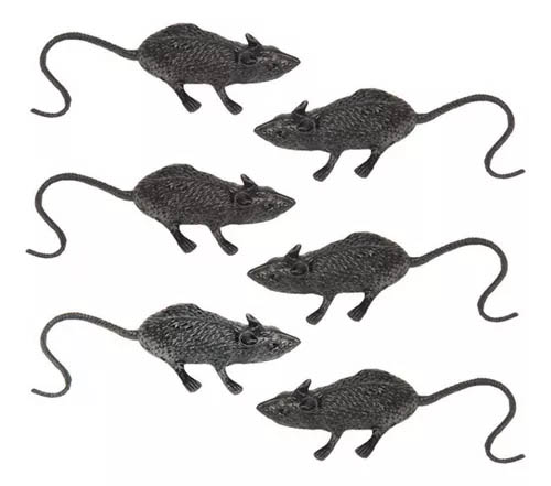 Mini Ratos Decorativos Halloween - 6 Unidades