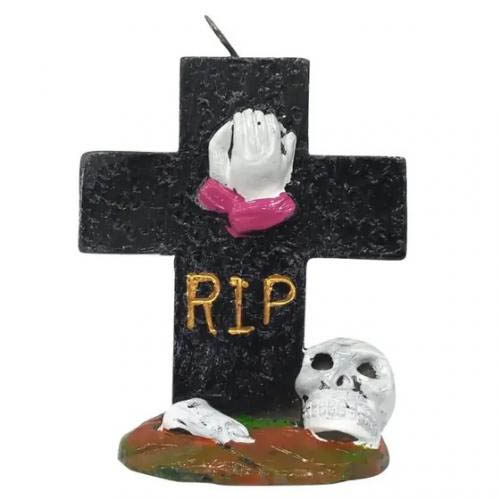 Vela Halloween Cruz Preta 10cm