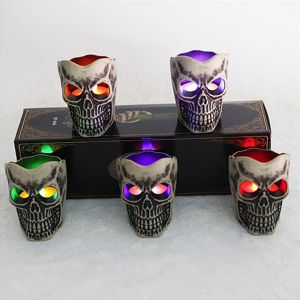 Mini Vela Led Crânio Halloween