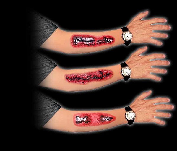 Luva Tatuagem Realista Cicatriz Braço Halloween - 38cm - 1 Unidade