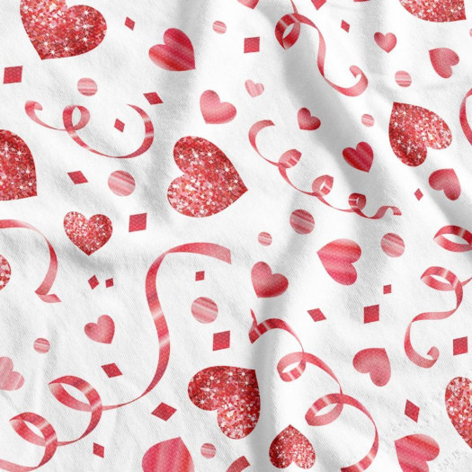 TNT Estampado Coraçãozinho - 1,40m x 1m