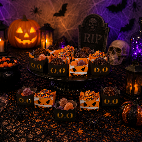 Forminha para Doces Noite do Terror Halloween 3x3cm - 24 Unidades