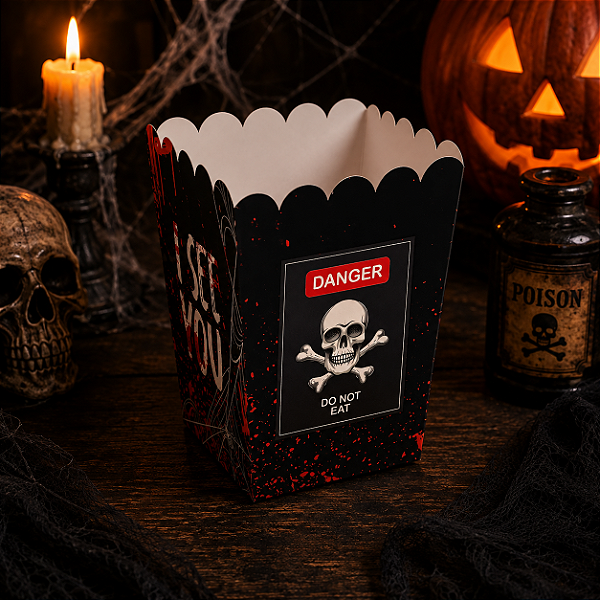 Caixa para Pipoca Danger Halloween - 10 Unidades