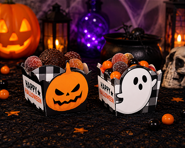 Forminha para Doces Scary Night Compose Halloween 3x3cm - 24 Unidades