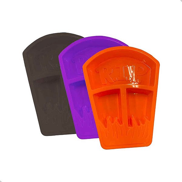 Prato Petisqueira Lápide Halloween - Cores Sortidas (Preto/Roxo ou Laranja) - 1 Unidade