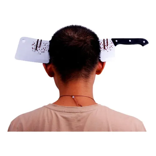 Tiara Facão Ensanguentado na Cabeça – 35cm | Fantasia de Terror para Halloween