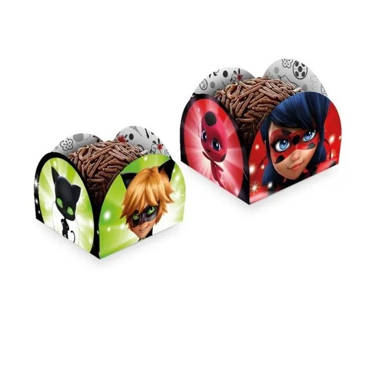 Porta Forminha Para Doces Festa Ladybug 3,5x3,5cm - 40 Unidades
