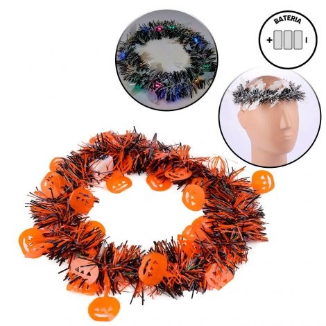 Coroa Led Halloween 18cm - Cores Sortidas (Preto / Branco ou Laranja)