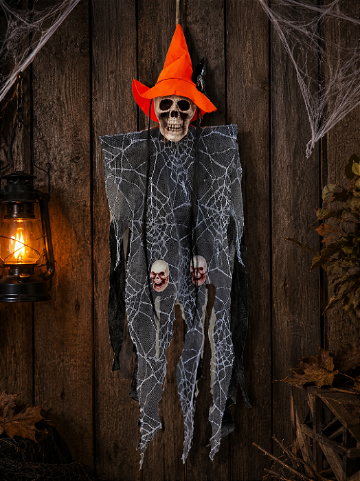 Enfeite Caveira Fantasma Decoração Halloween Festa Pendurado 55cm - Cores Sortidas