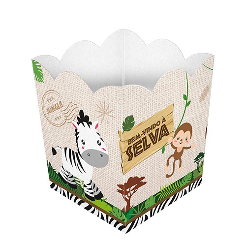 Cachepot de Papel Aniversário Festa Bem Vindo a Selva - 9x8cm - 8 unidades