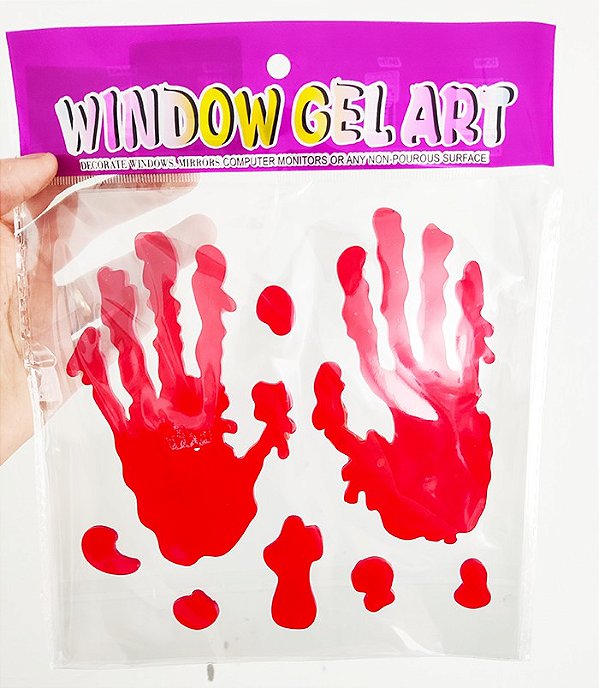 Adesivo Gel Mão Sangue Halloween