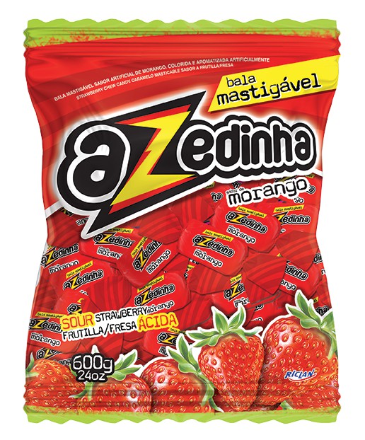 Bala Azedinha Mastigável Morango 500g