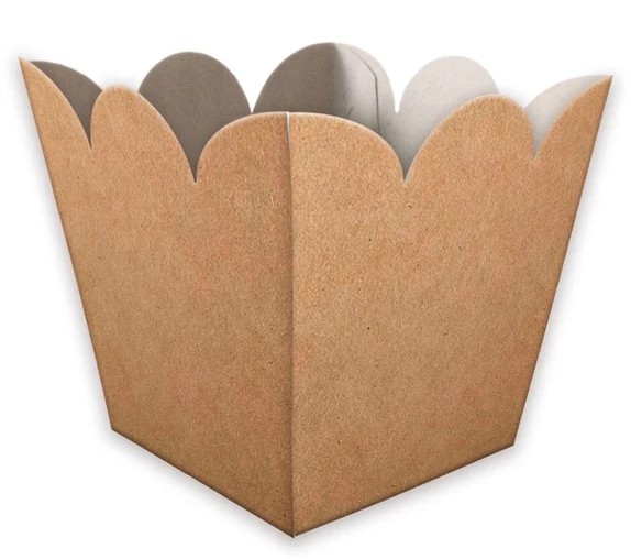 Cachepot de Papel Cartão Liso Kraft - Tamanho 10x9x9cm - 8 Unidades