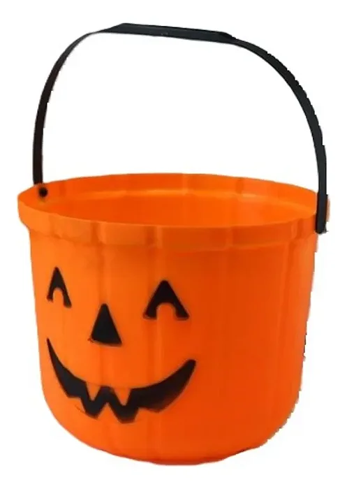 Balde Abóbora Halloween Dia Das Bruxas 18cm Altura com Alça