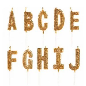 Vela Aniversário Letra Metalizada Glitter Ouro Dourada 8cm - (Selecione a Opção de Letras)