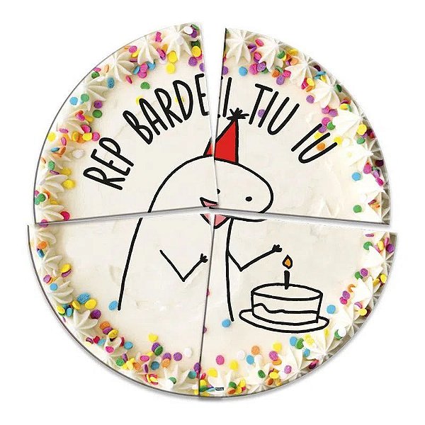 Painel Cartonado Redondo Para Decoração Festa Flork Meme - 4 Peças Montáveis/Diâmetro 82cm