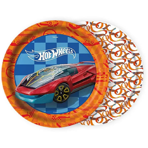 Prato de Papel Redondo Festa Hot Wheels 18cm - 8 Unidades