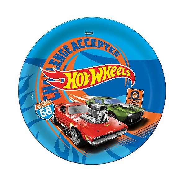 Prato de Papel Redondo Festa Hot Wheels 18cm - 8 Unidades