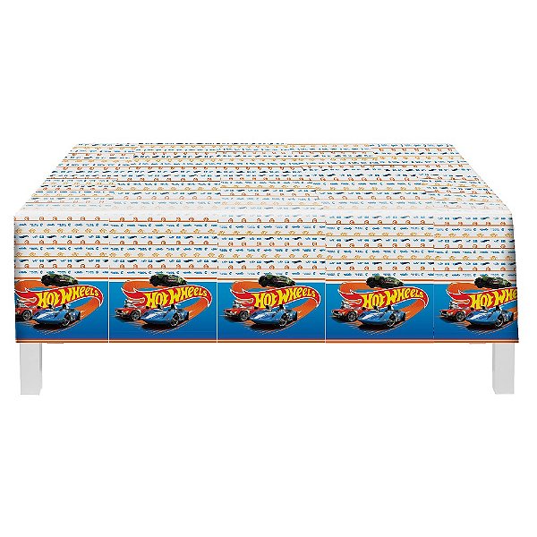 Toalha Plástica de Mesa Principal Festa Hot Wheels - 1,80X1,18 Metros