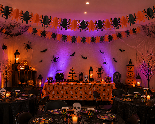 Guirlanda de Papel Aranha Halloween - 2 Metros