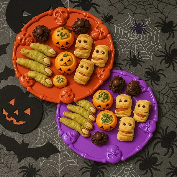 Bandeja Redonda com Caveiras Halloween 36cm - 1 Unidade Sortidos