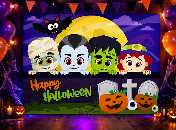 Painel TNT Halloween Baby Piffer - 1,40 x 1,03cm