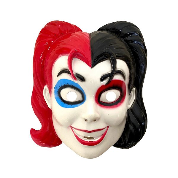 Máscara Arlequina Vermelha e Preta Comics